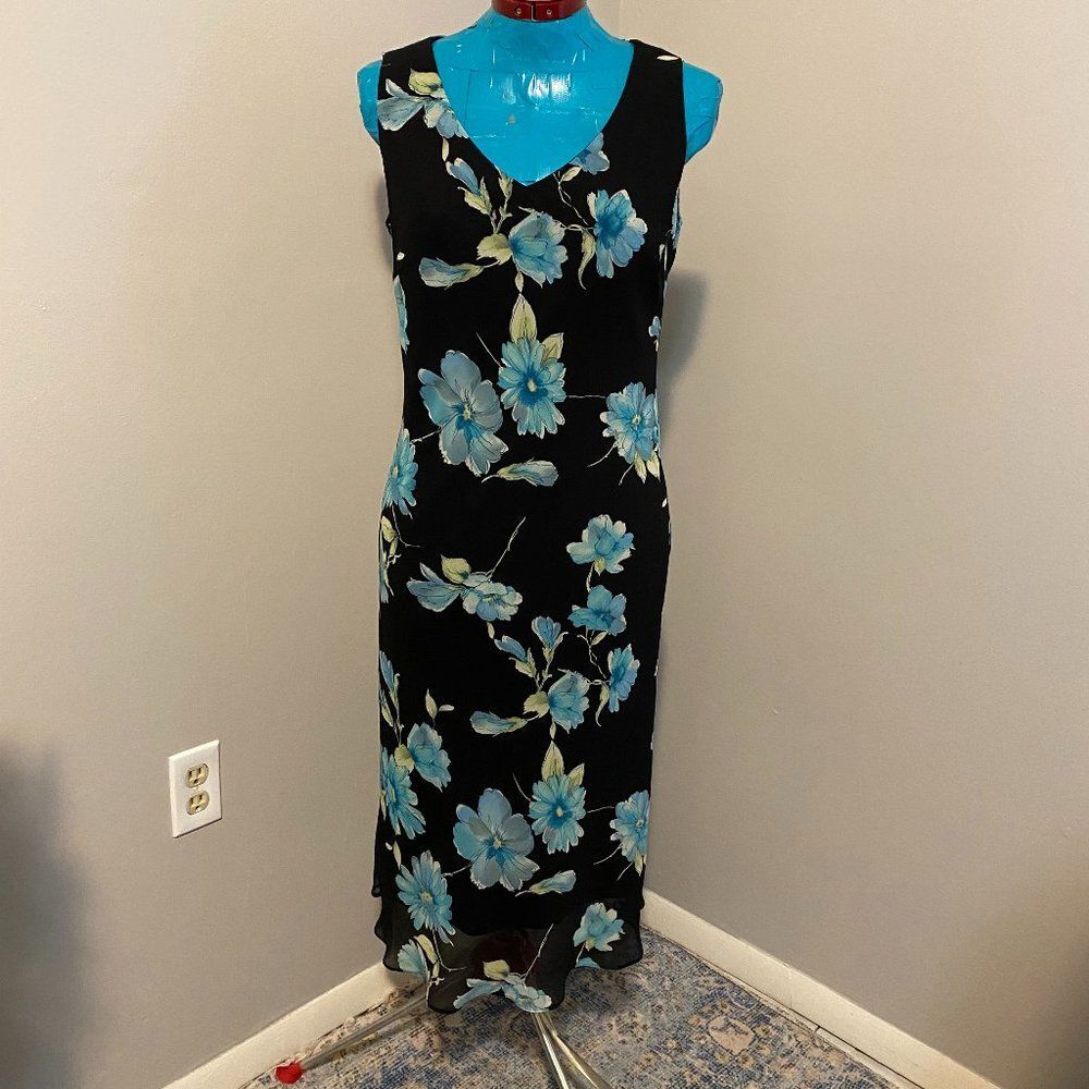 Just In Thyme LTD Sleeveless V-Neck Floral Womens Dress Size 8